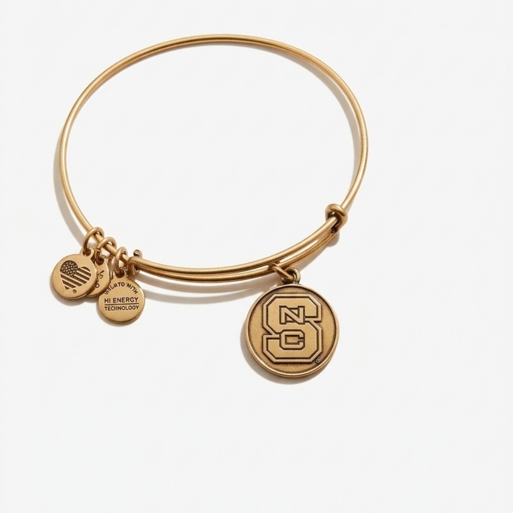 Alex And Ani Gold Tone NC State Charm Expandable Bangle Bracelet